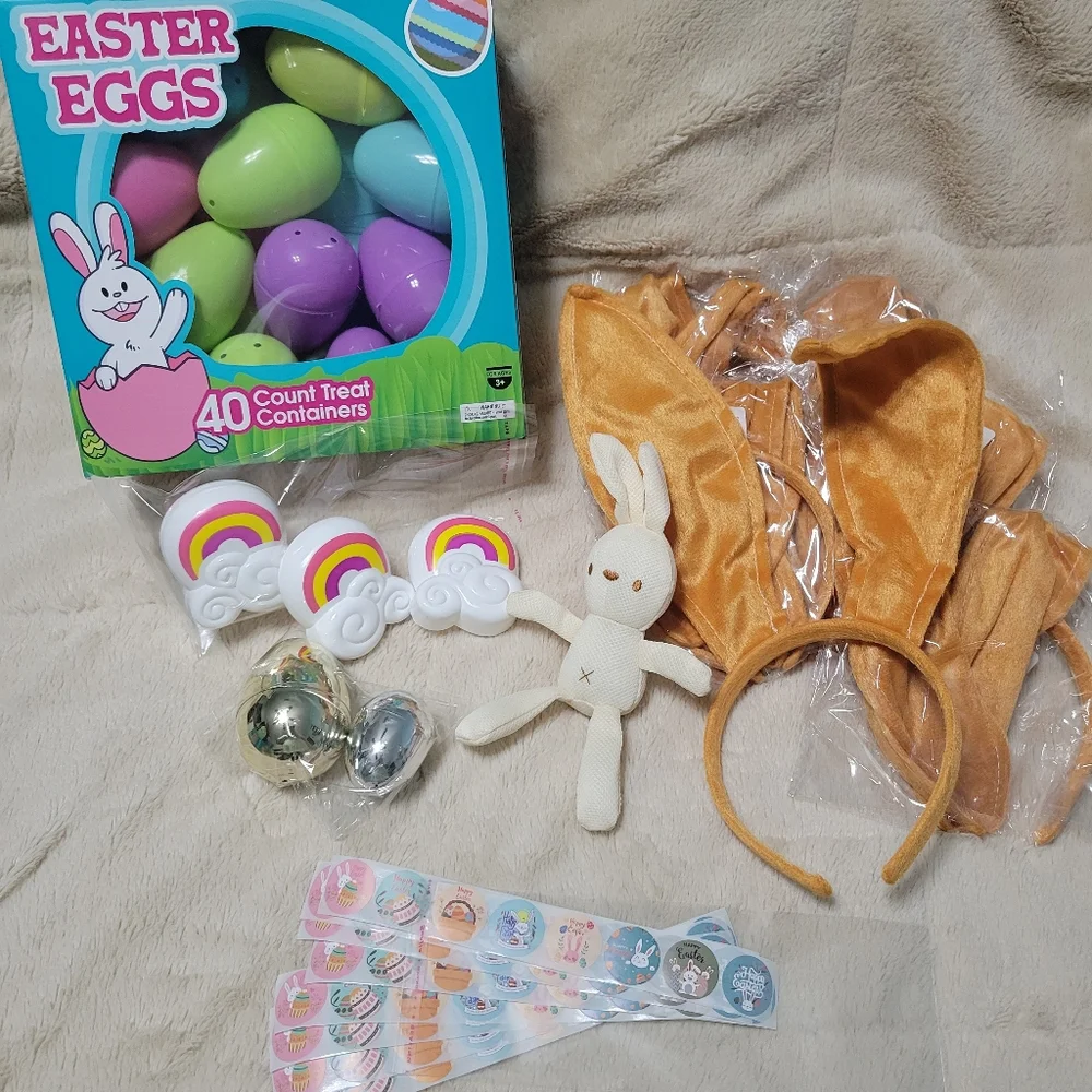 Set of EASTER EGG HUNT gifts 5 Rabbit Ear Headband 40 large eggs prize eggs NEW